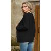 imageGRECERELLE Women 2025 Fall Long Sleeve Cable Knit Sweater Button Open Front Cardigan Loose Outerwear Coat with PocketsAblack