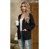 imageGRECERELLE Women 2025 Fall Long Sleeve Cable Knit Sweater Button Open Front Cardigan Loose Outerwear Coat with PocketsAblack