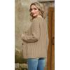 imageGRECERELLE Women 2025 Fall Long Sleeve Cable Knit Sweater Button Open Front Cardigan Loose Outerwear Coat with PocketsAkhaki