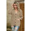 imageGRECERELLE Women 2025 Fall Long Sleeve Cable Knit Sweater Button Open Front Cardigan Loose Outerwear Coat with PocketsAkhaki