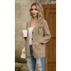 imageGRECERELLE Women 2025 Fall Long Sleeve Cable Knit Sweater Button Open Front Cardigan Loose Outerwear Coat with PocketsAkhaki