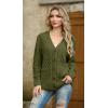 imageGRECERELLE Women 2025 Fall Long Sleeve Cable Knit Sweater Button Open Front Cardigan Loose Outerwear Coat with PocketsArmy Green