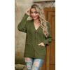 imageGRECERELLE Women 2025 Fall Long Sleeve Cable Knit Sweater Button Open Front Cardigan Loose Outerwear Coat with PocketsArmy Green