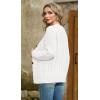 imageGRECERELLE Women 2025 Fall Long Sleeve Cable Knit Sweater Button Open Front Cardigan Loose Outerwear Coat with PocketsAwhite