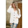 imageGRECERELLE Women 2025 Fall Long Sleeve Cable Knit Sweater Button Open Front Cardigan Loose Outerwear Coat with PocketsAwhite