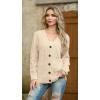 imageGRECERELLE Women 2025 Fall Long Sleeve Cable Knit Sweater Button Open Front Cardigan Loose Outerwear Coat with PocketsBeige