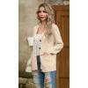 imageGRECERELLE Women 2025 Fall Long Sleeve Cable Knit Sweater Button Open Front Cardigan Loose Outerwear Coat with PocketsBeige