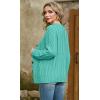 imageGRECERELLE Women 2025 Fall Long Sleeve Cable Knit Sweater Button Open Front Cardigan Loose Outerwear Coat with PocketsBlue Green