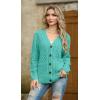 imageGRECERELLE Women 2025 Fall Long Sleeve Cable Knit Sweater Button Open Front Cardigan Loose Outerwear Coat with PocketsBlue Green