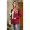 imageGRECERELLE Women 2025 Fall Long Sleeve Cable Knit Sweater Button Open Front Cardigan Loose Outerwear Coat with PocketsBrick Red