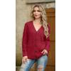 imageGRECERELLE Women 2025 Fall Long Sleeve Cable Knit Sweater Button Open Front Cardigan Loose Outerwear Coat with PocketsBrick Red