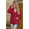 imageGRECERELLE Women 2025 Fall Long Sleeve Cable Knit Sweater Button Open Front Cardigan Loose Outerwear Coat with PocketsBrick Red