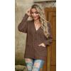imageGRECERELLE Women 2025 Fall Long Sleeve Cable Knit Sweater Button Open Front Cardigan Loose Outerwear Coat with PocketsBritish Tan