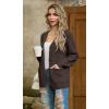 imageGRECERELLE Women 2025 Fall Long Sleeve Cable Knit Sweater Button Open Front Cardigan Loose Outerwear Coat with PocketsBrown