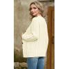 imageGRECERELLE Women 2025 Fall Long Sleeve Cable Knit Sweater Button Open Front Cardigan Loose Outerwear Coat with PocketsCreamy White