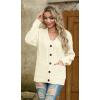 imageGRECERELLE Women 2025 Fall Long Sleeve Cable Knit Sweater Button Open Front Cardigan Loose Outerwear Coat with PocketsCreamy White