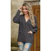 imageGRECERELLE Women 2025 Fall Long Sleeve Cable Knit Sweater Button Open Front Cardigan Loose Outerwear Coat with PocketsDark Gray
