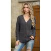 imageGRECERELLE Women 2025 Fall Long Sleeve Cable Knit Sweater Button Open Front Cardigan Loose Outerwear Coat with PocketsDark Gray