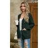imageGRECERELLE Women 2025 Fall Long Sleeve Cable Knit Sweater Button Open Front Cardigan Loose Outerwear Coat with PocketsDark Green