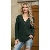 imageGRECERELLE Women 2025 Fall Long Sleeve Cable Knit Sweater Button Open Front Cardigan Loose Outerwear Coat with PocketsDark Green