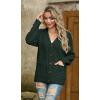 imageGRECERELLE Women 2025 Fall Long Sleeve Cable Knit Sweater Button Open Front Cardigan Loose Outerwear Coat with PocketsDark Green
