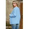 imageGRECERELLE Women 2025 Fall Long Sleeve Cable Knit Sweater Button Open Front Cardigan Loose Outerwear Coat with PocketsLight Blue