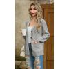 imageGRECERELLE Women 2025 Fall Long Sleeve Cable Knit Sweater Button Open Front Cardigan Loose Outerwear Coat with PocketsLight Grey