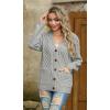 imageGRECERELLE Women 2025 Fall Long Sleeve Cable Knit Sweater Button Open Front Cardigan Loose Outerwear Coat with PocketsLight Grey