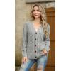 imageGRECERELLE Women 2025 Fall Long Sleeve Cable Knit Sweater Button Open Front Cardigan Loose Outerwear Coat with PocketsLight Grey