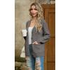 imageGRECERELLE Women 2025 Fall Long Sleeve Cable Knit Sweater Button Open Front Cardigan Loose Outerwear Coat with PocketsPencil Gray