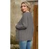imageGRECERELLE Women 2025 Fall Long Sleeve Cable Knit Sweater Button Open Front Cardigan Loose Outerwear Coat with PocketsPencil Gray