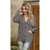 imageGRECERELLE Women 2025 Fall Long Sleeve Cable Knit Sweater Button Open Front Cardigan Loose Outerwear Coat with PocketsPencil Gray