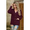 imageGRECERELLE Women 2025 Fall Long Sleeve Cable Knit Sweater Button Open Front Cardigan Loose Outerwear Coat with PocketsWine Red
