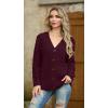 imageGRECERELLE Women 2025 Fall Long Sleeve Cable Knit Sweater Button Open Front Cardigan Loose Outerwear Coat with PocketsWine Red