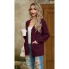 imageGRECERELLE Women 2025 Fall Long Sleeve Cable Knit Sweater Button Open Front Cardigan Loose Outerwear Coat with PocketsWine Red