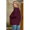 imageGRECERELLE Women 2025 Fall Long Sleeve Cable Knit Sweater Button Open Front Cardigan Loose Outerwear Coat with PocketsWine Red