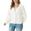 imageGRECERELLE Womens Chunky Knit Open Front Sweater Long Sleeve Button Down Loose Casual Oversized Cardigan Outerwear S2XLBeige White