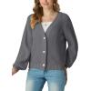 imageGRECERELLE Womens Chunky Knit Open Front Sweater Long Sleeve Button Down Loose Casual Oversized Cardigan Outerwear S2XLGray