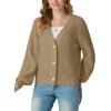 imageGRECERELLE Womens Chunky Knit Open Front Sweater Long Sleeve Button Down Loose Casual Oversized Cardigan Outerwear S2XLKhaki