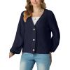 imageGRECERELLE Womens Chunky Knit Open Front Sweater Long Sleeve Button Down Loose Casual Oversized Cardigan Outerwear S2XLNavy Blue