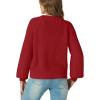 imageGRECERELLE Womens Chunky Knit Open Front Sweater Long Sleeve Button Down Loose Casual Oversized Cardigan Outerwear S2XLRed