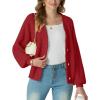 imageGRECERELLE Womens Chunky Knit Open Front Sweater Long Sleeve Button Down Loose Casual Oversized Cardigan Outerwear S2XLRed