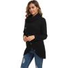 imageGRECERELLE Womens Fall Chunky Turtleneck Long Sleeve Asymmetric Hem Loose Knit Pullover Sweaters Tops S2XL02 Black
