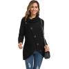 imageGRECERELLE Womens Fall Chunky Turtleneck Long Sleeve Asymmetric Hem Loose Knit Pullover Sweaters Tops S2XL02 Black