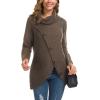 imageGRECERELLE Womens Fall Chunky Turtleneck Long Sleeve Asymmetric Hem Loose Knit Pullover Sweaters Tops S2XL03 Dark Khaki