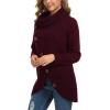 imageGRECERELLE Womens Fall Chunky Turtleneck Long Sleeve Asymmetric Hem Loose Knit Pullover Sweaters Tops S2XL05 Wine Red