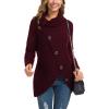 imageGRECERELLE Womens Fall Chunky Turtleneck Long Sleeve Asymmetric Hem Loose Knit Pullover Sweaters Tops S2XL05 Wine Red