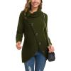 imageGRECERELLE Womens Fall Chunky Turtleneck Long Sleeve Asymmetric Hem Loose Knit Pullover Sweaters Tops S2XL06 Army Green