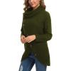 imageGRECERELLE Womens Fall Chunky Turtleneck Long Sleeve Asymmetric Hem Loose Knit Pullover Sweaters Tops S2XL06 Army Green
