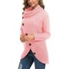 imageGRECERELLE Womens Fall Chunky Turtleneck Long Sleeve Asymmetric Hem Loose Knit Pullover Sweaters Tops S2XL08 Pink